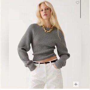 NWT J. Crew Gray Raglan Fitted-Waist Ribbed Crewneck Sweater (Size XL) BX110